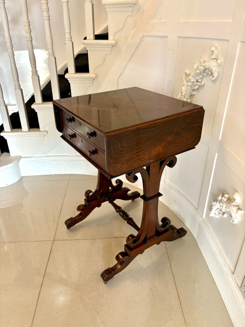 Antique William IV Quality Rosewood Work / Lamp Table